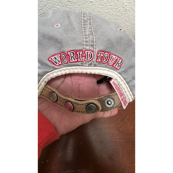 VTG True Religion Distressed Gray & Beige Baseball Cap Embroidered Details & Adj - Picture 4 of 9